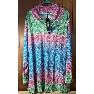 Lily By Firmiana Tunic Top 4XL Plus Colorful Artsy Print Stretch NEW V4